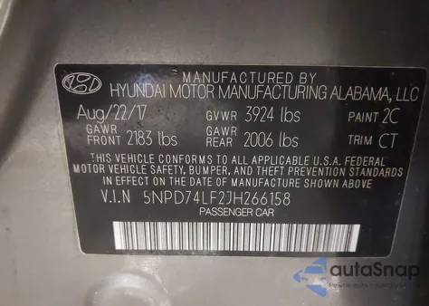 2018 Hyundai Elantra Se из США, поврежденный, VIN 5NPD74LF2JH266158